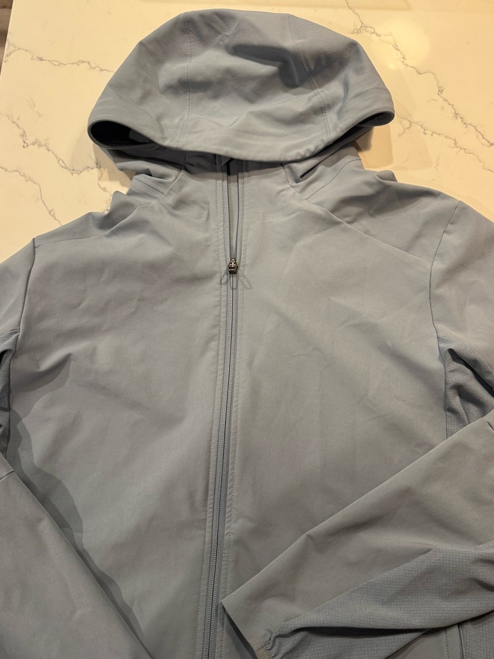 Men's Light Blue Hooded Rain Jacket